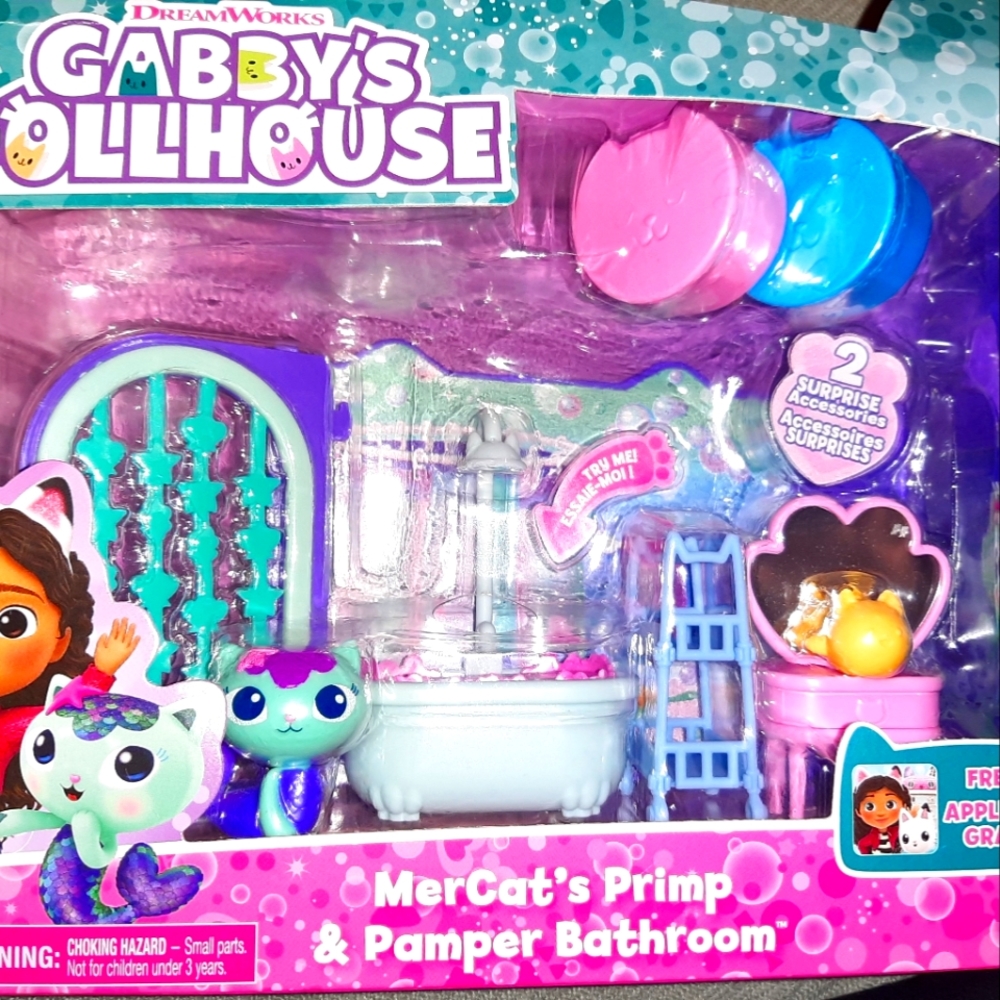 Gabbys Dollhouse Mercats Primp & Pamper Bathroom.